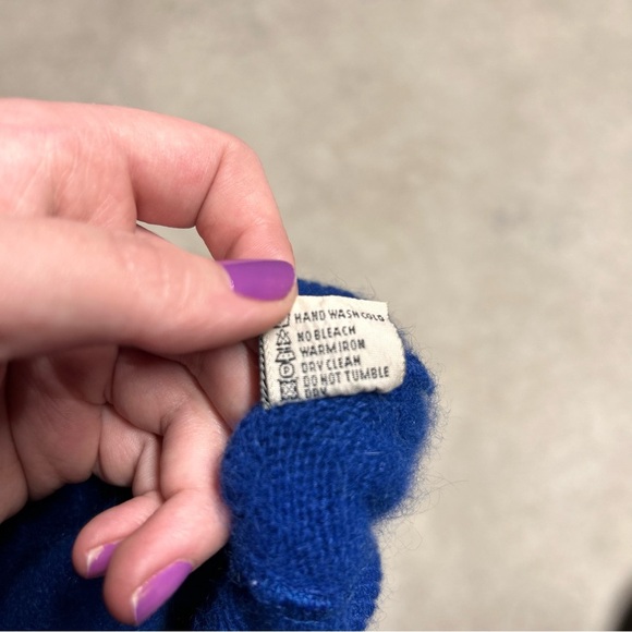 Vintage Benetton Made in Italy Blue Wool Rabbit Hair Sweater Vest Size EU 48 - Picture 7 of 11